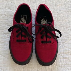 Vans Kids Red Canvas Sneakers with Black Accents